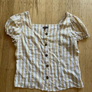 Butter Yellow and White Who What Wear square neck blouse